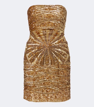 Embellished silk bustier dress | Là Fuori