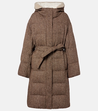 Shearling-trimmed wool-blend down coat | Brunello Cucinelli