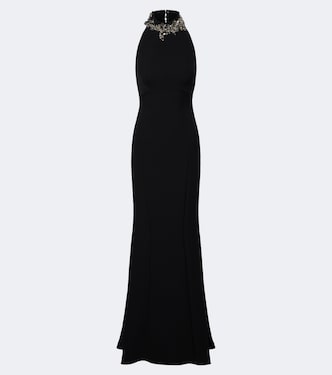 Lark embellished halterneck crêpe gown | Safiyaa
