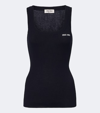 Tank top in cotone a coste | Miu Miu