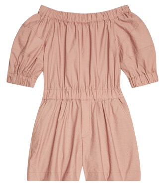 Embellished cotton-blend playsuit | Brunello Cucinelli Kids