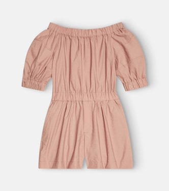 Embellished cotton-blend playsuit | Brunello Cucinelli Kids