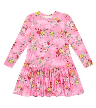Floral cotton-blend jersey dress | Monnalisa