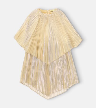 Pleated silk-blend lamé mini dress | Stella McCartney Kids