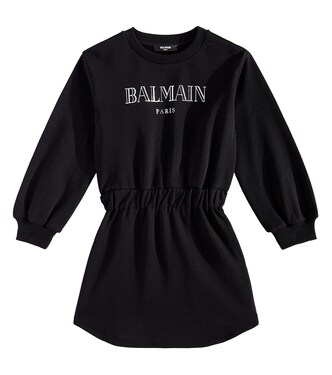 Robe sweat-shirt en coton à logo | Balmain Kids