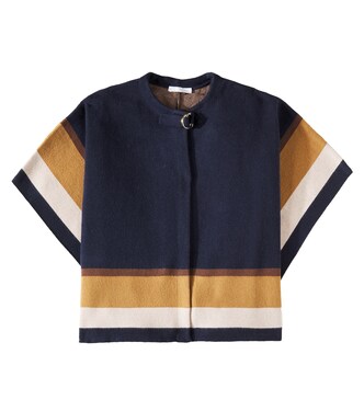 Logo cotton and wool cape | Chloé Kids