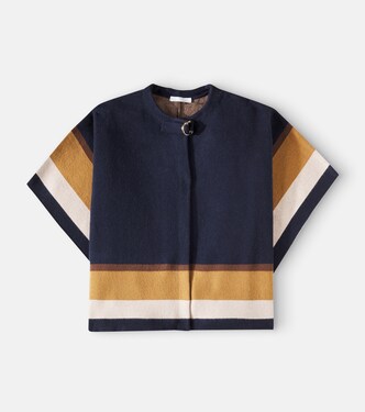 Logo cotton and wool cape | Chloé Kids