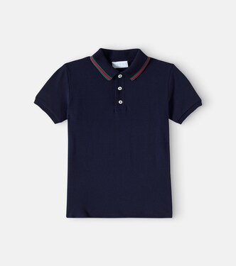 Web cotton-blend piquet polo shirt | Gucci Kids