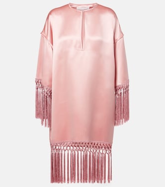 Fringed silk duchess satin minidress | Valentino