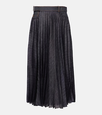 Denim pleated midi skirt | Sacai