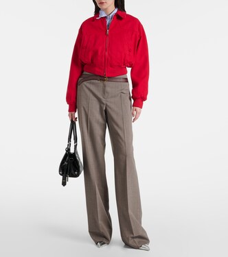 Trompe l'œil straight pants in grey - Prada | Mytheresa