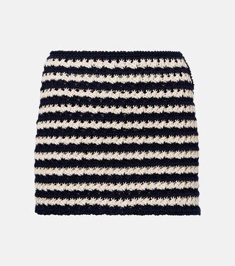Minifalda de croché de algodón a rayas | Prada