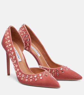 Pumps Cosmic Love 105 in velluto con cristalli | Aquazzura