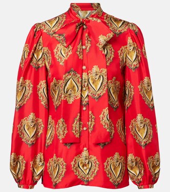 Printed tie-neck silk blouse | Dolce&Gabbana