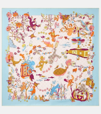 GG printed silk twill scarf | Gucci