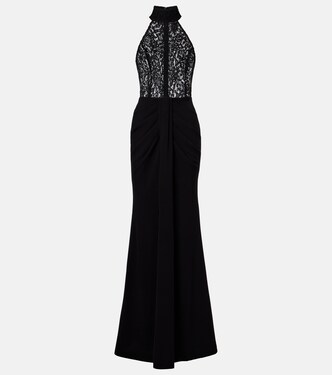 Dixie draped halterneck lace and taffeta gown | Rebecca Vallance