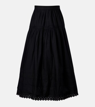 Sebastiane cotton poplin midi skirt | Dôen