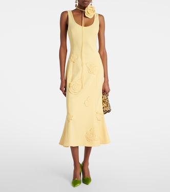 leo lin emily dress Emily floral-appliqu midi dress in pink - Leo Lin