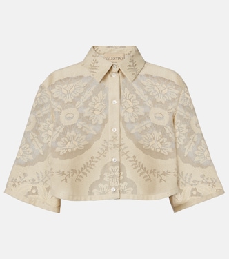 Cropped cotton-blend shirt | Valentino