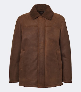 Shearling-trimmed leather jacket | Canali