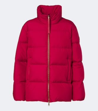 Leather-trimmed down jacket | Moncler