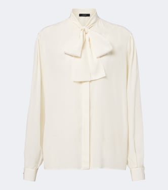 Tie-neck silk crêpe de chine blouse | Gucci
