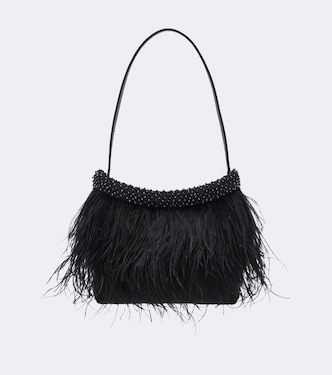 Winslow feather-trimmed shoulder bag | Staud