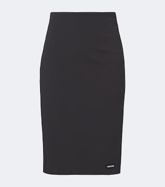 Cotton-blend poplin pencil skirt | Miu Miu