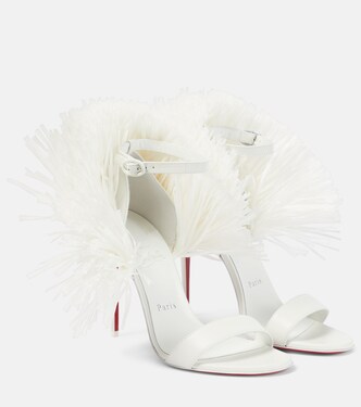 Bridal Loubigirl 100 raffia-trimmed leather sandals | Christian Louboutin