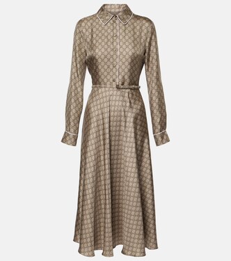 Hemdblusenkleid GG aus Seiden-Twill | Gucci