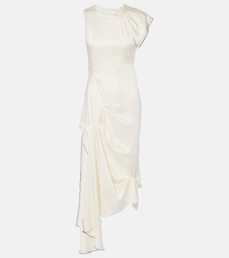 Gathered draped satin midi dress | Victoria Beckham