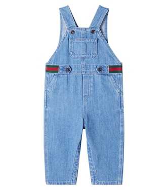 Baby Web Stripe denim overalls | Gucci Kids