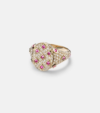 9kt gold ring with diamonds and sapphires | Yvonne Léon