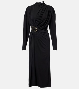 Gathered crêpe jersey midi dress | Bottega Veneta