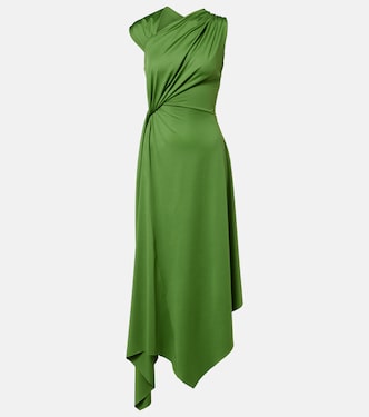 Asymmetric gathered jersey midi dress | Victoria Beckham