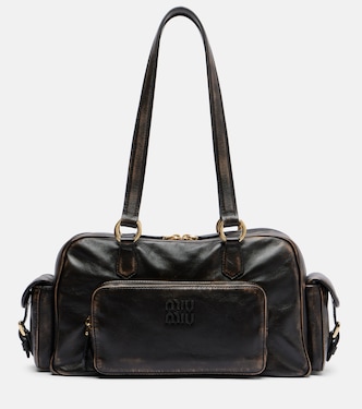 Pocket leather shoulder bag | Miu Miu