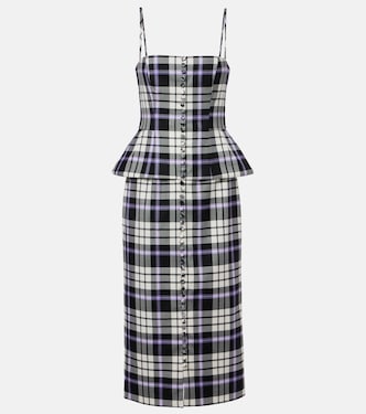 Checked trompe l’œil wool midi dress | Carolina Herrera