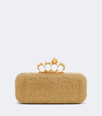Knuckle embellished leather clutch | McQueen