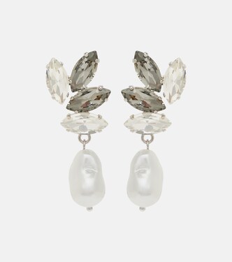 Embellished faux-pearl drop earrings | Erdem