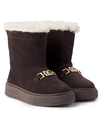 DG shearling-lined suede boots | Dolce&Gabbana Kids
