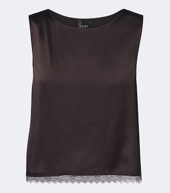 Barb lace-trimmed satin crop top | Leset