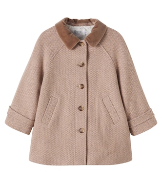 Jiba velvet-trimmed wool-blend coat | Bonpoint