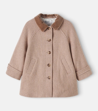 Jiba velvet-trimmed wool-blend coat | Bonpoint