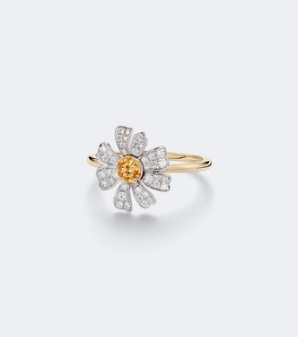 Marguerite 9kt gold ring with diamonds and citrines | Yvonne Léon