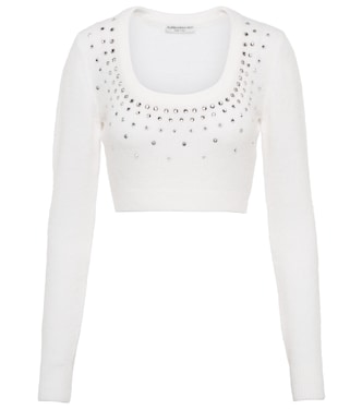 Crystal-embellished knit crop top | Alessandra Rich