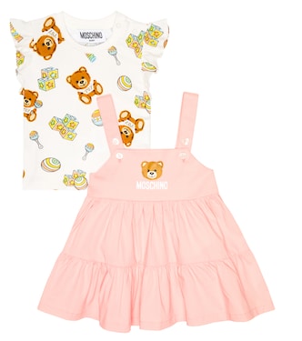 Baby set of cotton-blend T-shirt and dress | Moschino Kids