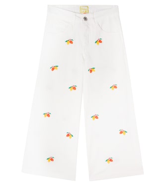 Embroidered cotton-blend twill pants | Fábula
