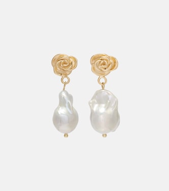 Baroque pearl gold-plated drop earrings | Magda Butrym