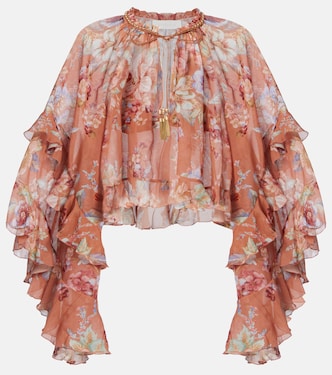Blusa Awaken de algodón y seda floral | Zimmermann