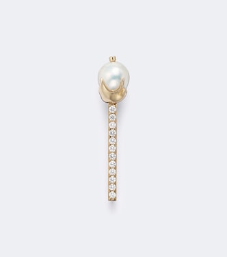 Brosche aus 14kt Gelbgold mit Diamanten und Süßwasserperle | Mateo